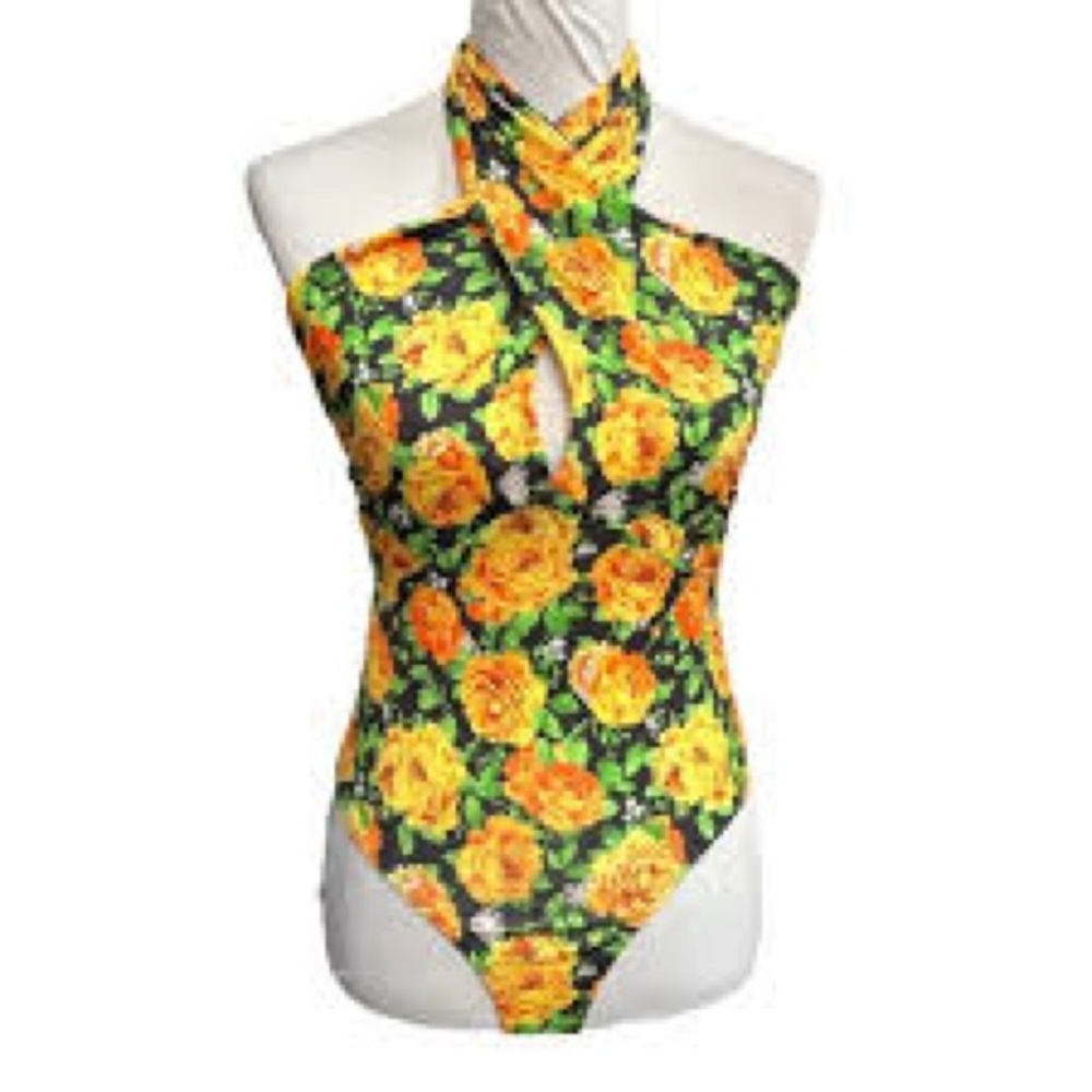 ZARA Tropical Halter Women Bodysuit